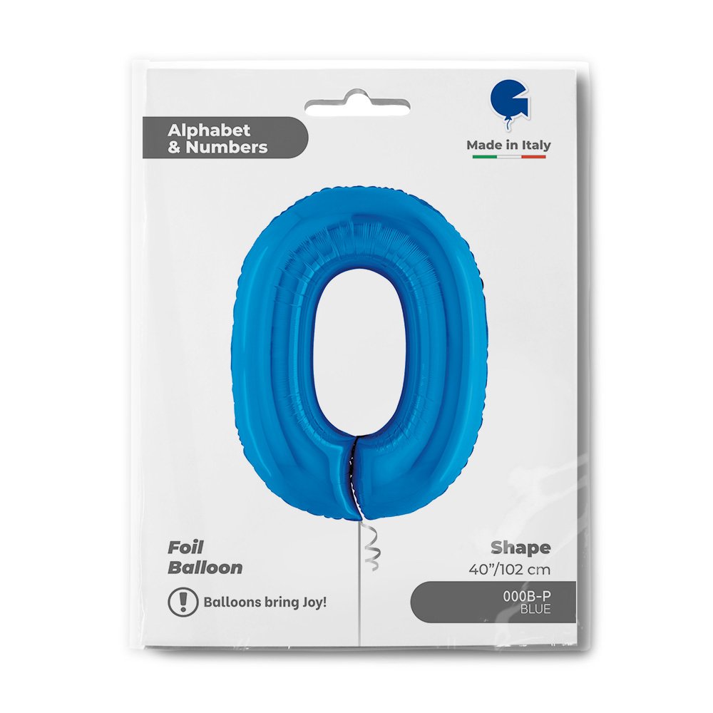 Pallone numero 0 BLU Mylar Super Shape 40" (102 cm) GraboPallone Numerale Mylar Super Shape 40" (102 cm) Grabo