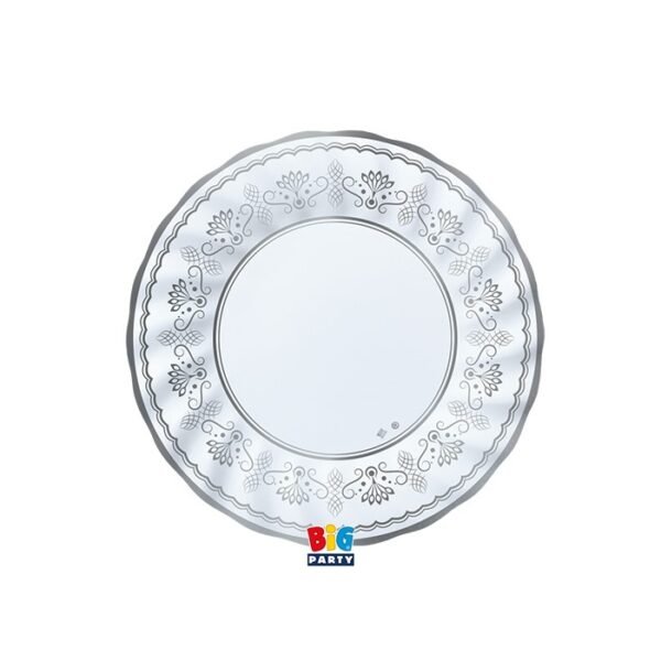 6 Piatti piani Royal Silver Ø 25 cm - Tavola Lusso Bianco e Argento
