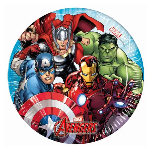 8 Piattini in Carta Avengers Ø 20 cm - Accessori Tavola Coordinato Party Marvel