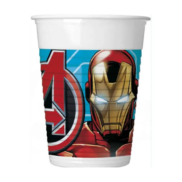 8 Bicchieri in Plastica Avengers Mighty 200 ml - Coordinato Tavola Marvel per Feste Bambini
