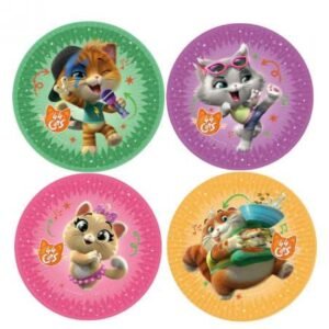 8 Piatti 44 Gatti Ø 23 cm - Articoli per Feste di Compleanno Bambini