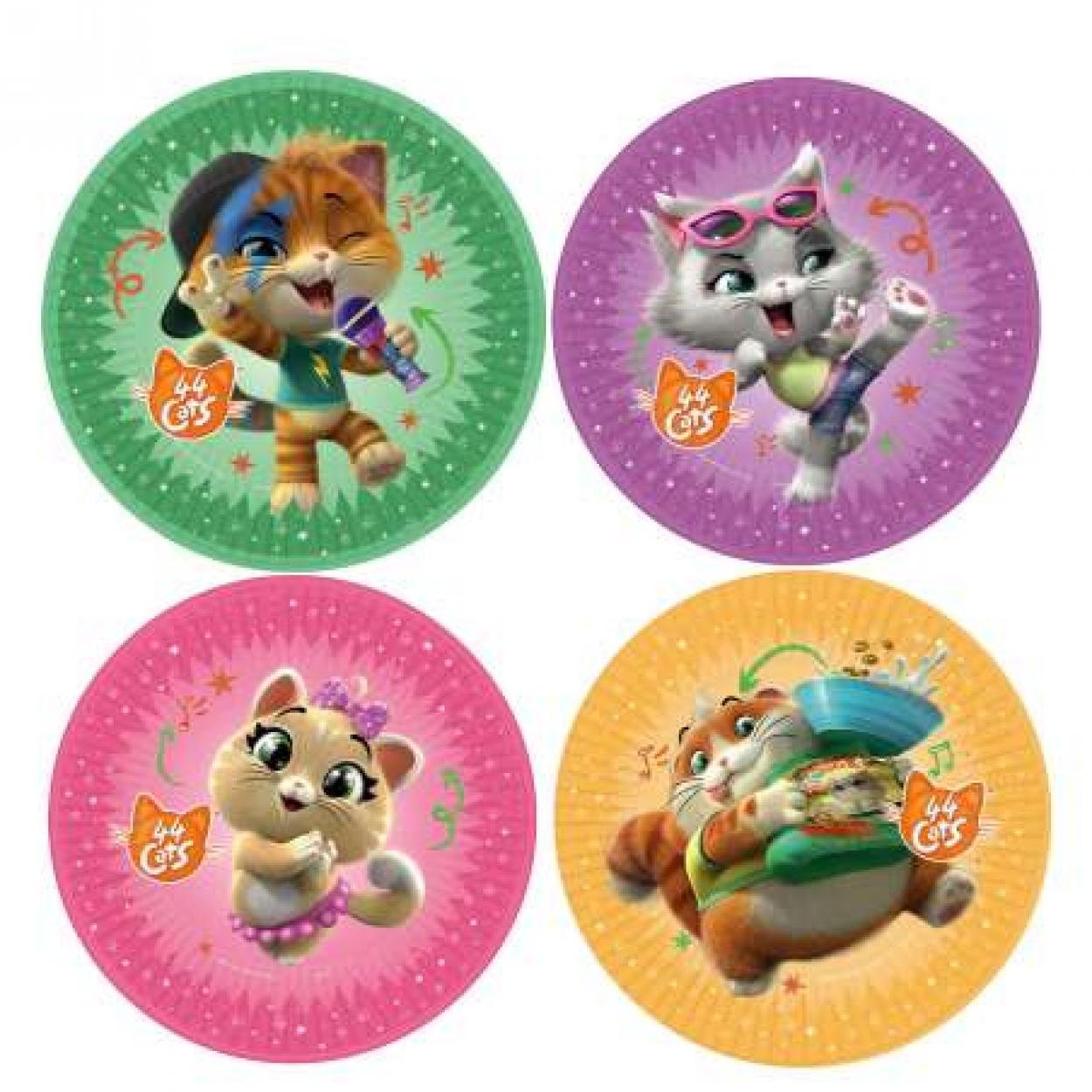 8 Piatti 44 Gatti Ø 23 cm - Articoli per Feste di Compleanno Bambini