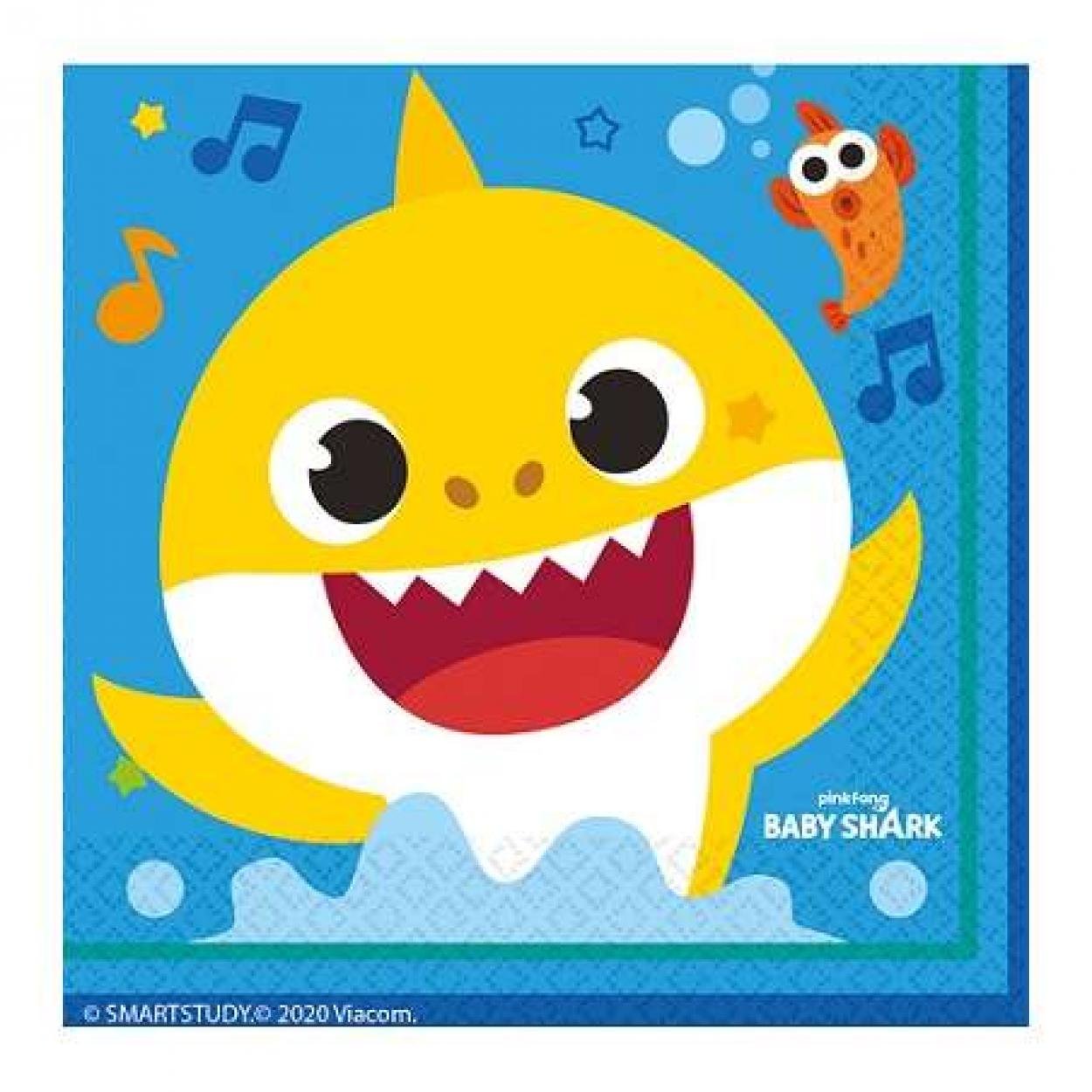 16 Tovaglioli Baby Shark 33x33 cm - Tavola Festa a Tema per Bambini