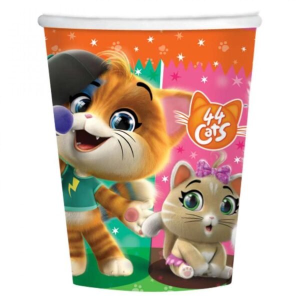 Set da 8 bicchieri in carta Amascan 44 Gatti. Multi color, perfetti per bevande e merende alle feste di compleanno per bambini.