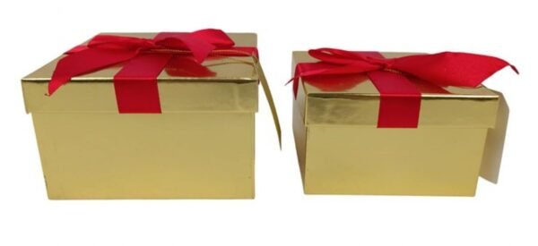 Scatole Oro con Fiocco Rosso - Idee Regalo Eleganti per Natale, Compleanno, San Valentino