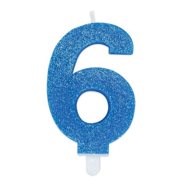Candelina Maxi Numero 6 Sweety Glitter - 15 cm - Big Party (Vari Colori)