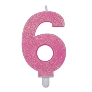 Candelina Numero 6 Sweety Glitter - 9 cm - Big Party (Vari Colori) - immagine 5