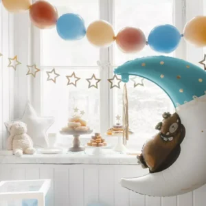 Palloncino Super Shape Orsetto sulla Luna Celeste - immagine 2