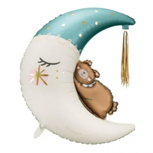 Palloncino Super Shape Orsetto sulla Luna Celeste - immagine 1