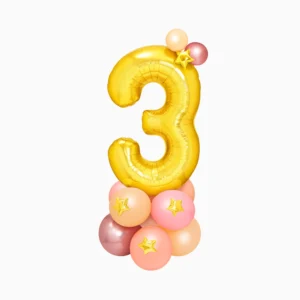 Bouquet Palloncini Numero Oro e Rosa - Set 15 Pezzi per Compleanno - immagine 3