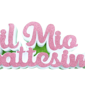 Scritta in Polistirolo "Il mio Battesimo" Bianco e Rosa 60x20 cm